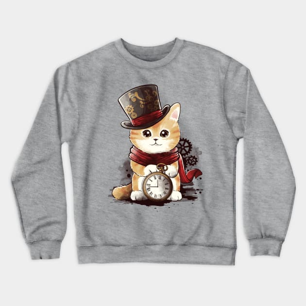 Steampunk cat Crewneck Sweatshirt by NemiMakeit